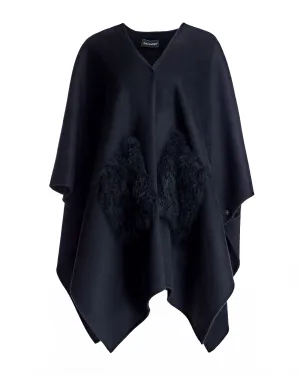 Julia & Stella by Maximilian Wool Blend Ruana with Plush Cashmere Goat Trim