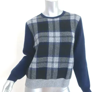 Jumper 1234 Tartan Plaid Sweater Navy/Gray Wool-Cashmere Size 2