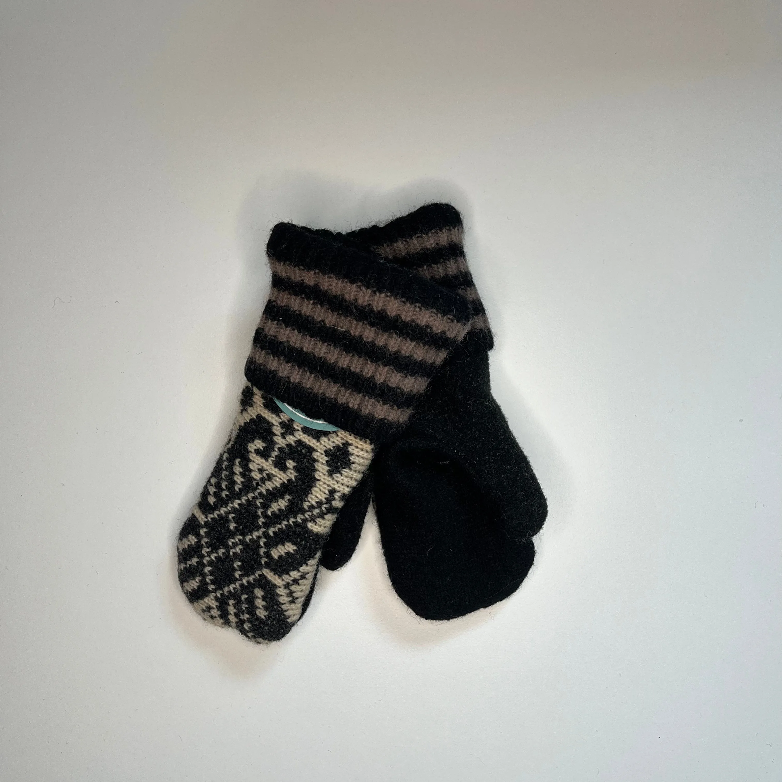 Kids Mittens S/M - Black & Cream - 282