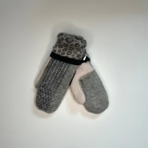 Kids Mittens S/M - Grey & Cheetah Print - 286