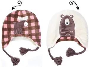 Kid's reversible cottage check hat in pink cottage check or red cottage check size 1-4 years