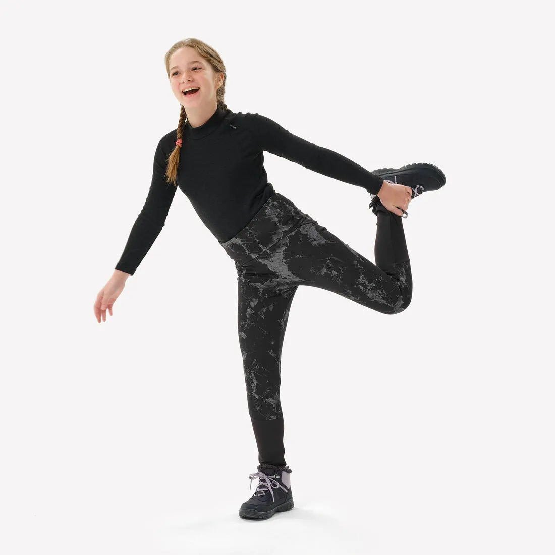 KIDS’ WARM HIKING LEGGINGS - SH100 - 7-15 YEARS