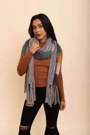 Knit Blend Tassel Trim Scarf (2 colors)