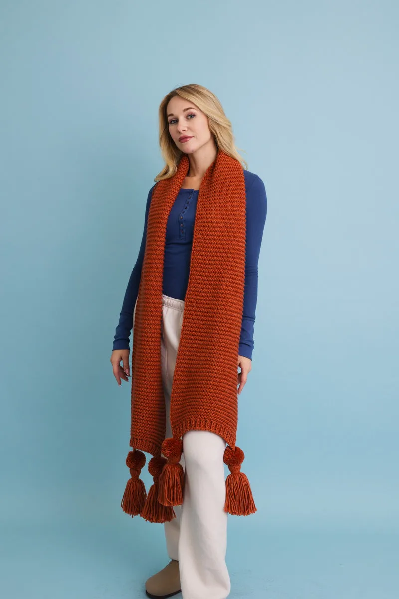 Knit Pom Tassel Scarf🧣 5 Colors