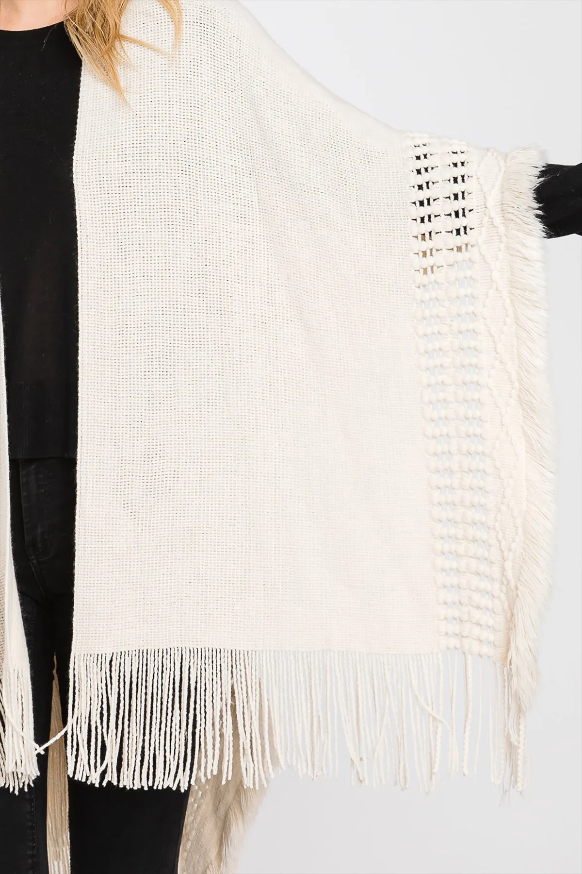 KNIT RUANA WITH FRINGE