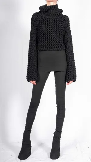 Knitted Crop Top with Tube Collar