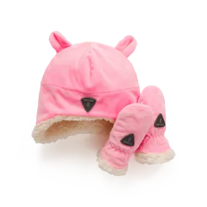 Kombi Cotton Candy Sherpa Infant Hat/Mittens Set
