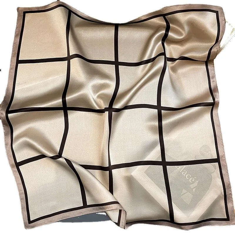 Korean Style Spring And Autumn Summer New Plaid 70 Silk Square Scarf Women's Silk Scarf Decorative Scarf Elegant Scarf Mulberry Silk Scarf