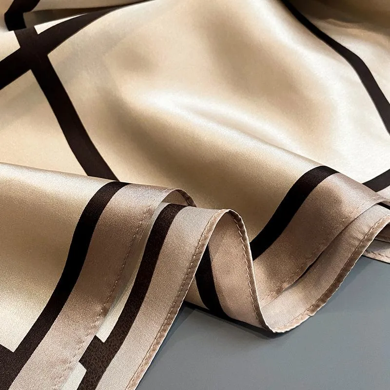 Korean Style Spring And Autumn Summer New Plaid 70 Silk Square Scarf Women's Silk Scarf Decorative Scarf Elegant Scarf Mulberry Silk Scarf