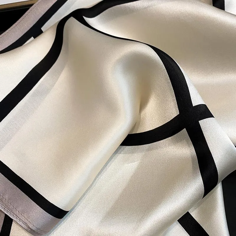 Korean Style Spring And Autumn Summer New Plaid 70 Silk Square Scarf Women's Silk Scarf Decorative Scarf Elegant Scarf Mulberry Silk Scarf
