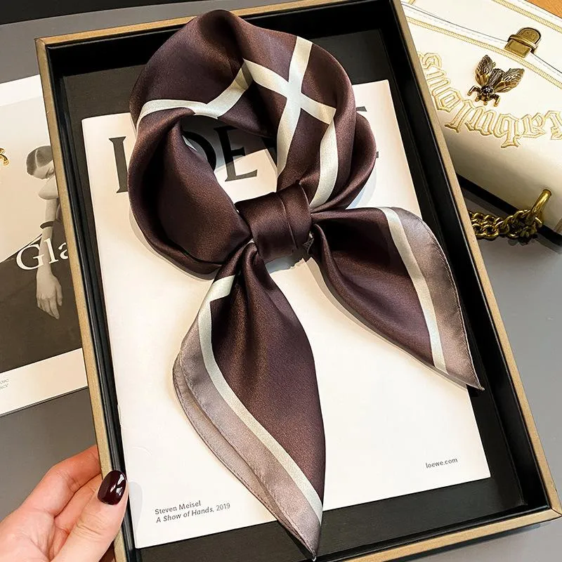 Korean Style Spring And Autumn Summer New Plaid 70 Silk Square Scarf Women's Silk Scarf Decorative Scarf Elegant Scarf Mulberry Silk Scarf