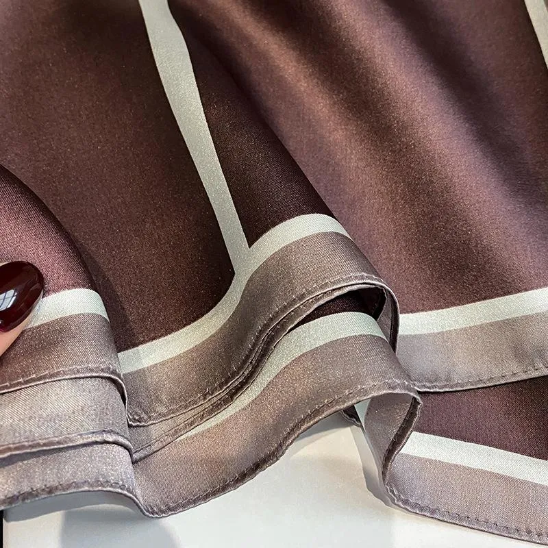 Korean Style Spring And Autumn Summer New Plaid 70 Silk Square Scarf Women's Silk Scarf Decorative Scarf Elegant Scarf Mulberry Silk Scarf