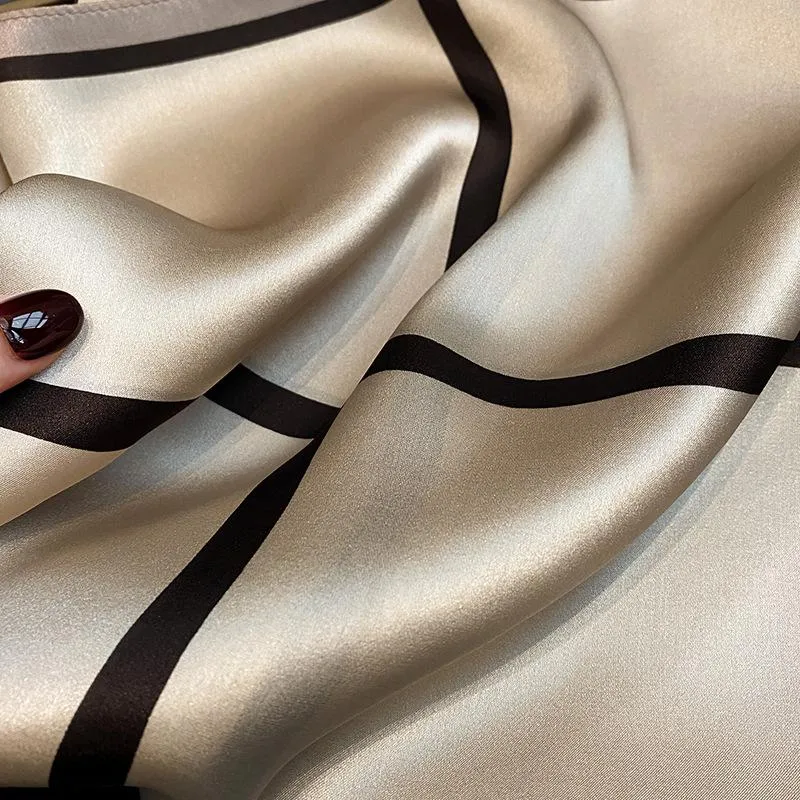 Korean Style Spring And Autumn Summer New Plaid 70 Silk Square Scarf Women's Silk Scarf Decorative Scarf Elegant Scarf Mulberry Silk Scarf