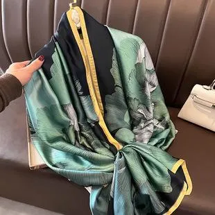 Korean Style Spring And Autumn Summer New Plaid 70 Silk Square Scarf Women's Silk Scarf Decorative Scarf Elegant Scarf Mulberry Silk Scarf