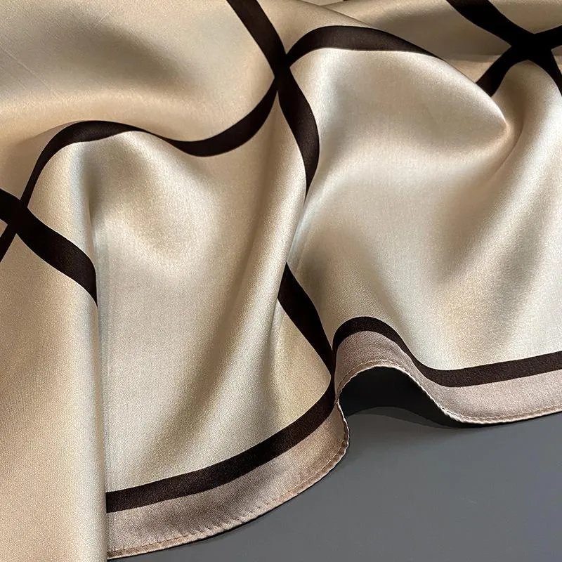 Korean Style Spring And Autumn Summer New Plaid 70 Silk Square Scarf Women's Silk Scarf Decorative Scarf Elegant Scarf Mulberry Silk Scarf