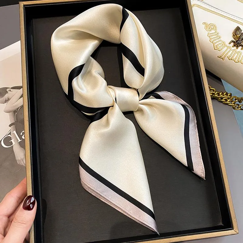 Korean Style Spring And Autumn Summer New Plaid 70 Silk Square Scarf Women's Silk Scarf Decorative Scarf Elegant Scarf Mulberry Silk Scarf