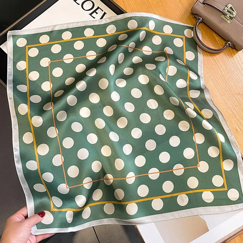Korean Style Sweet Dot Small Silk Scarf Women's Mulberry Silk Decorative Scarf Shawl Elegant Silk 53 Square Scarf Spring And Autumn