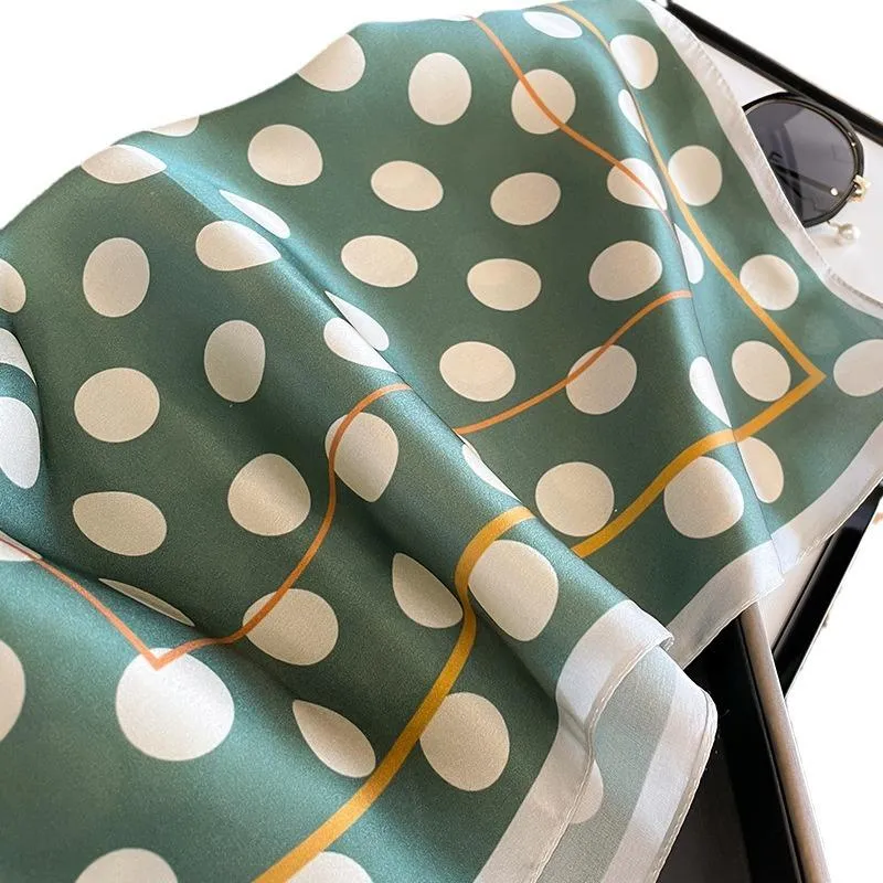 Korean Style Sweet Dot Small Silk Scarf Women's Mulberry Silk Decorative Scarf Shawl Elegant Silk 53 Square Scarf Spring And Autumn