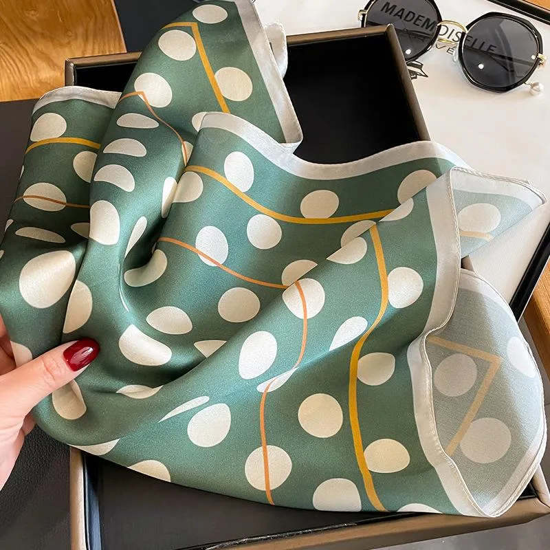 Korean Style Sweet Dot Small Silk Scarf Women's Mulberry Silk Decorative Scarf Shawl Elegant Silk 53 Square Scarf Spring And Autumn