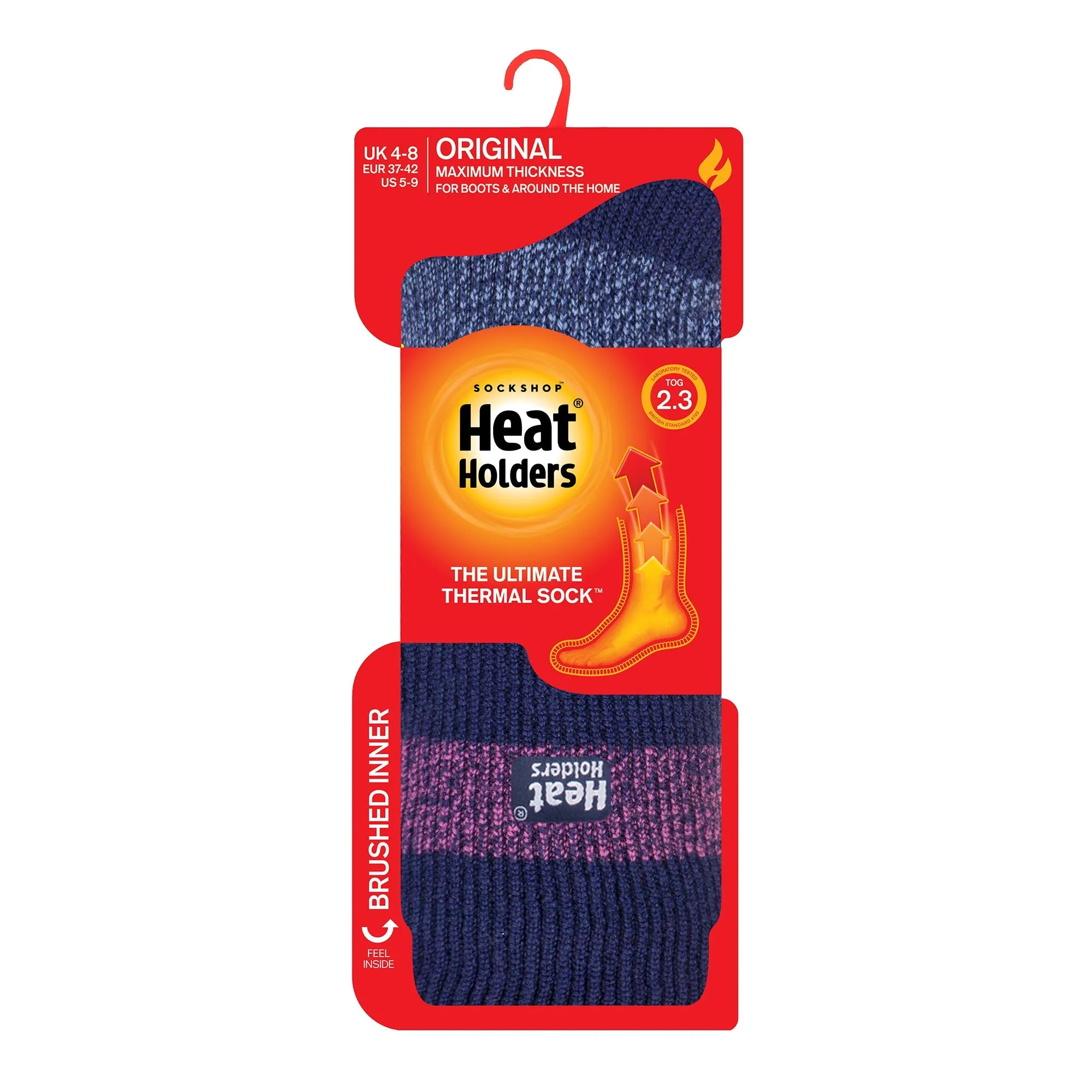 Ladies Original Seascale Twist Stripe Socks - Navy & Pink