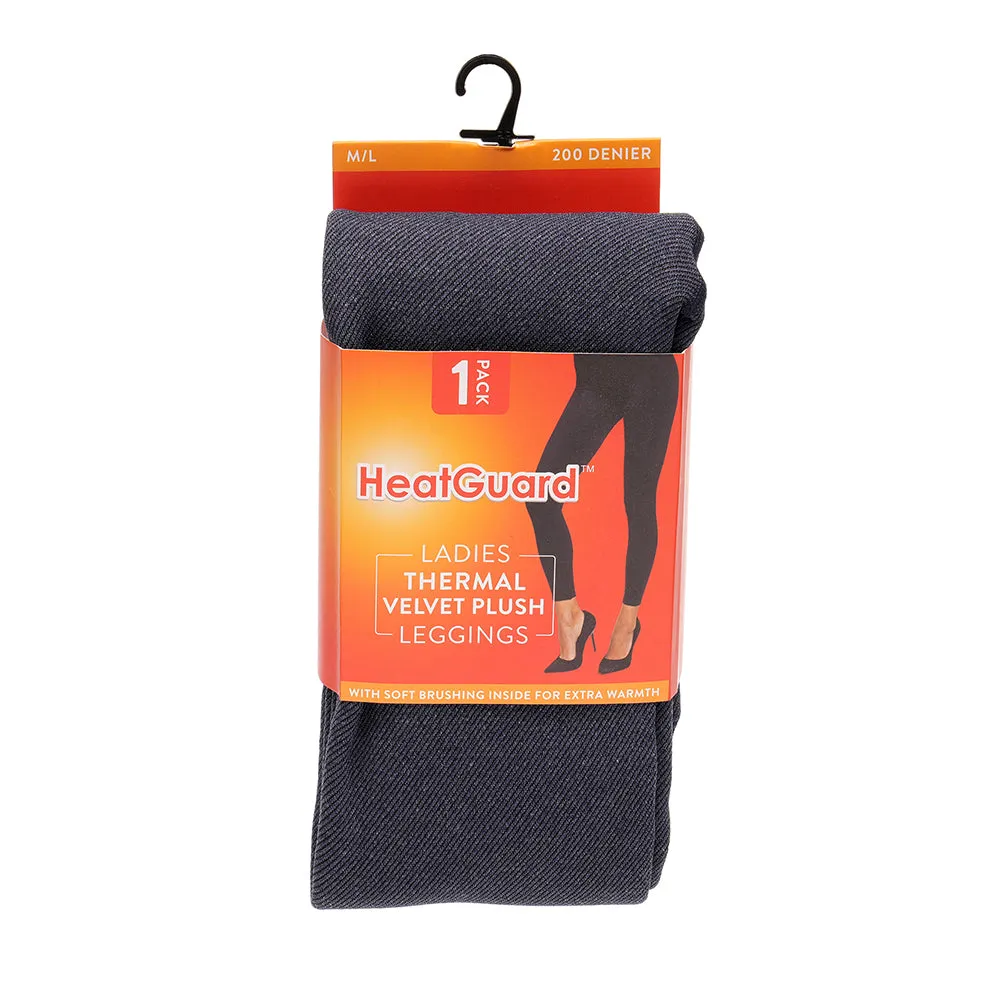 Ladies Thermal Leggings Womens Plush Velvet Lined 200 Denier Tog 2.2 Side-Seam Free