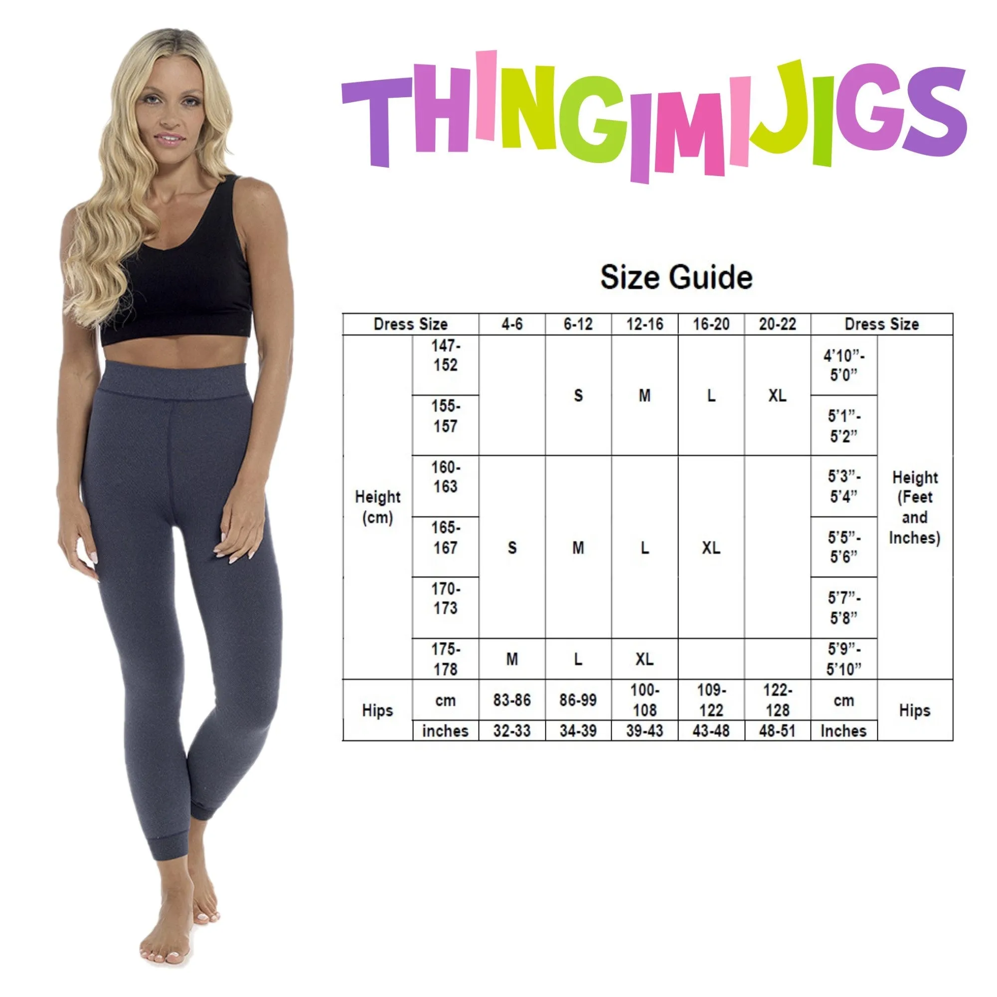 Ladies Thermal Leggings Womens Plush Velvet Lined 200 Denier Tog 2.2 Side-Seam Free