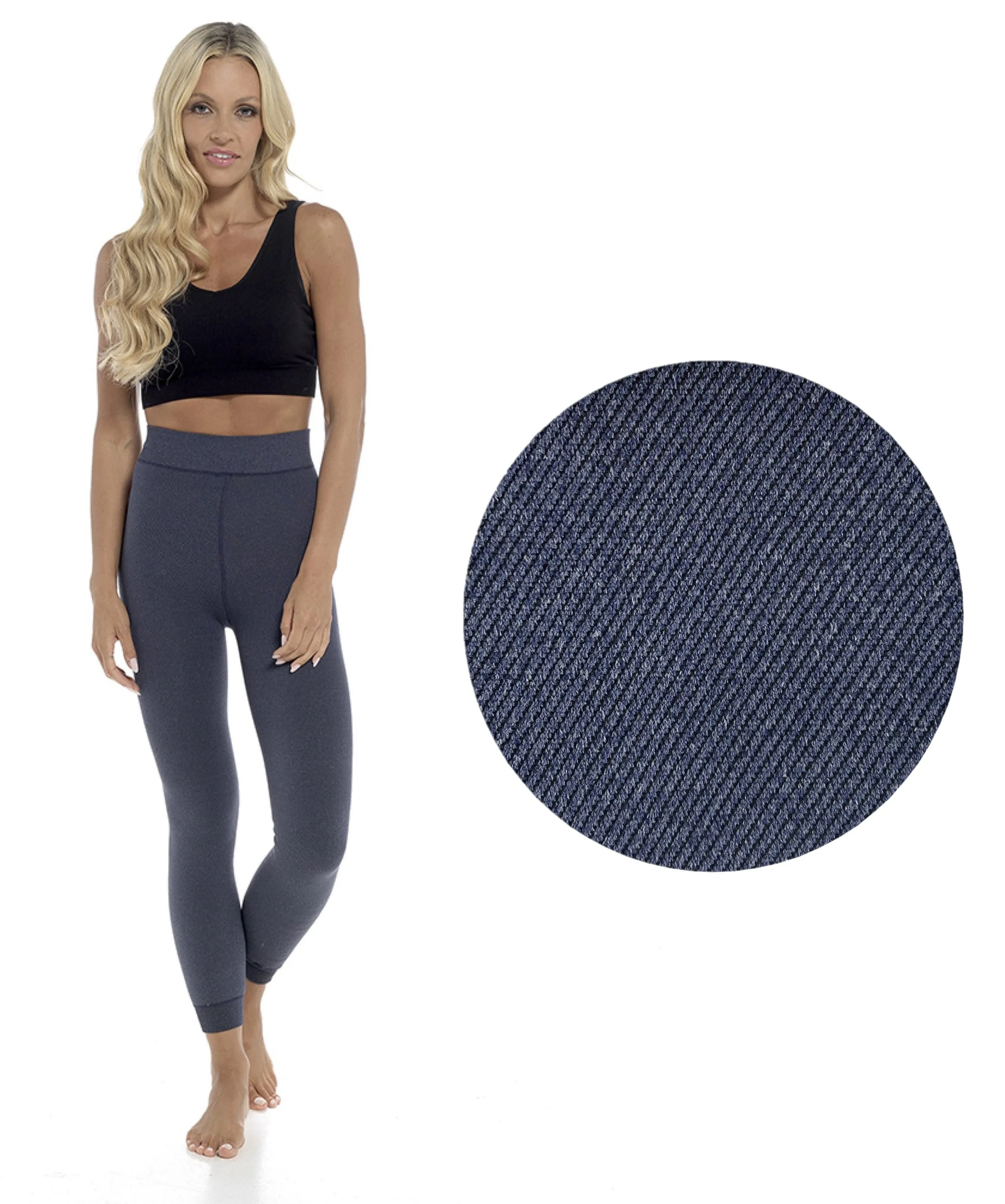 Ladies Thermal Leggings Womens Plush Velvet Lined 200 Denier Tog 2.2 Side-Seam Free