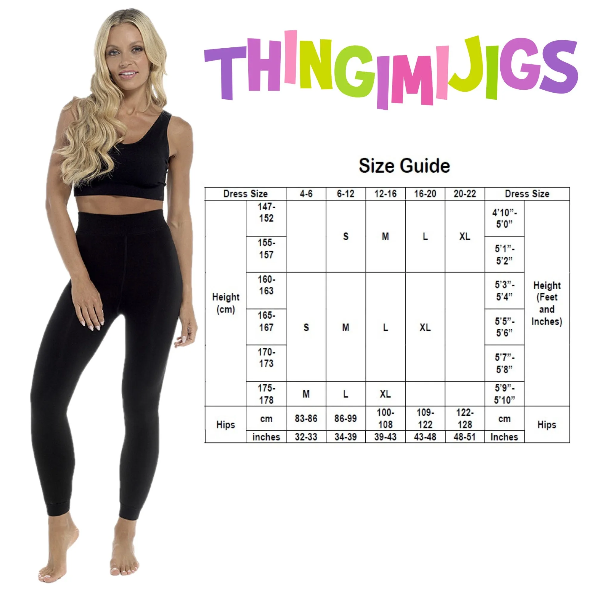 Ladies Thermal Leggings Womens Plush Velvet Lined 200 Denier Tog 2.2 Side-Seam Free
