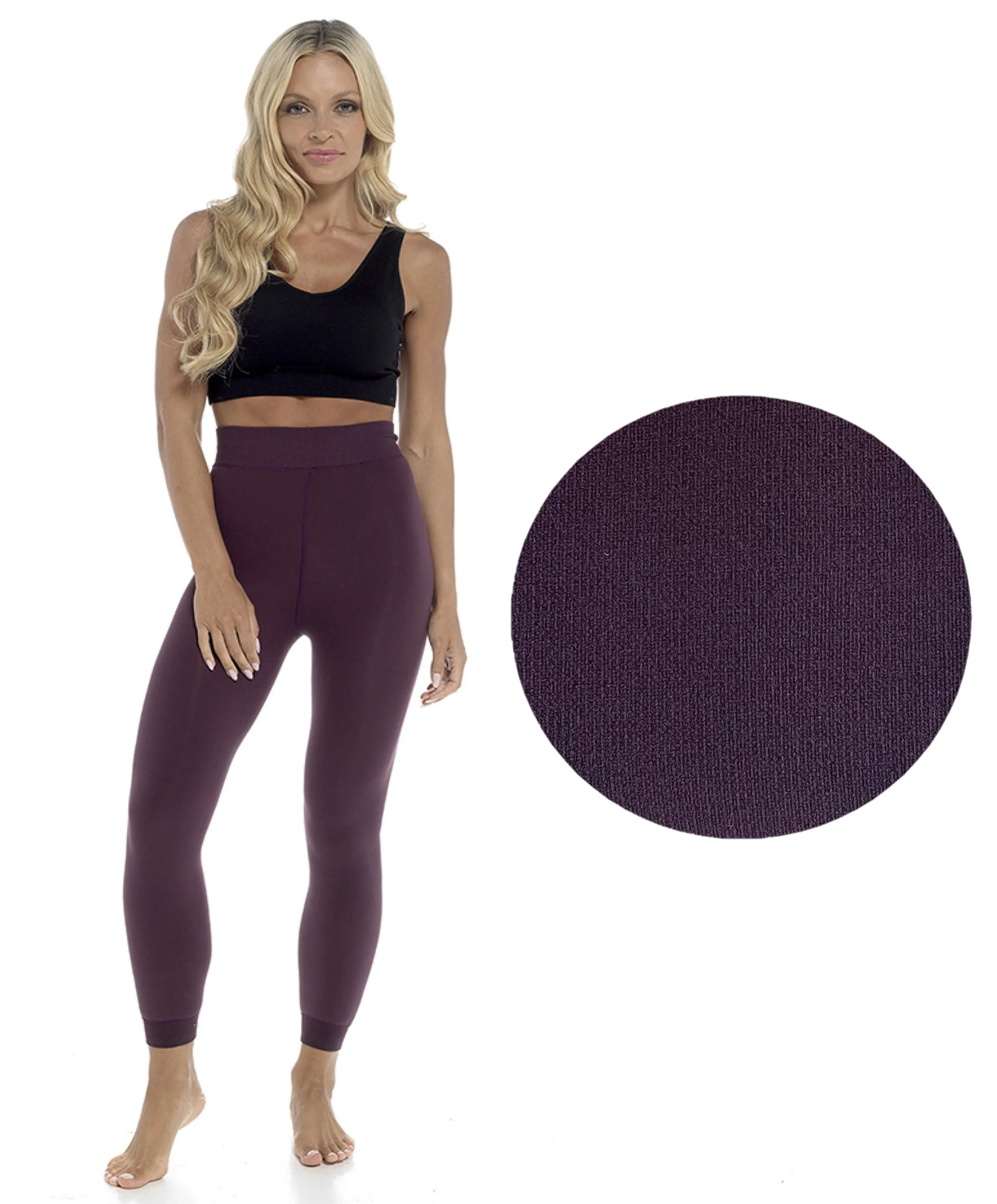 Ladies Thermal Leggings Womens Plush Velvet Lined 200 Denier Tog 2.2 Side-Seam Free