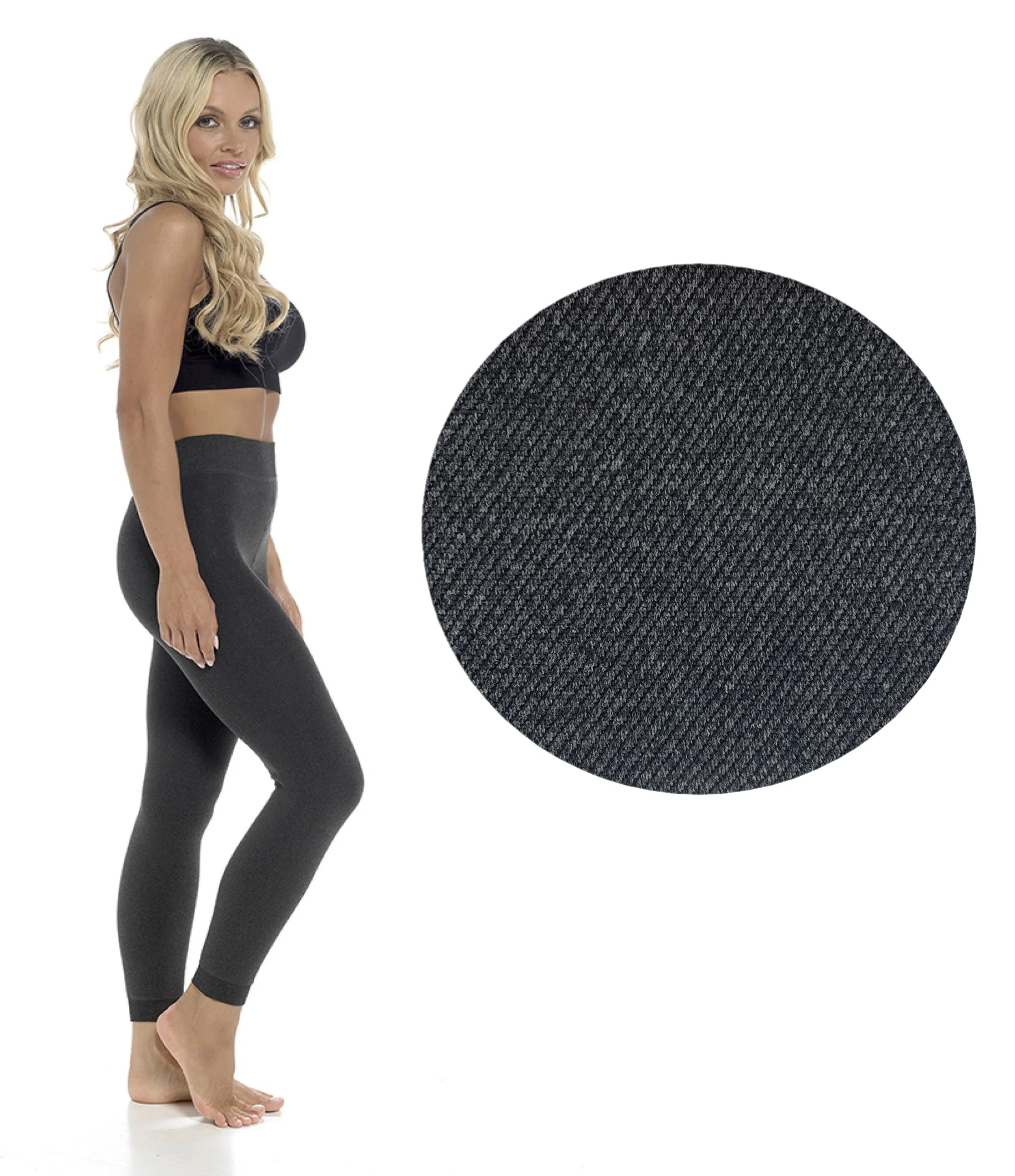 Ladies Thermal Leggings Womens Plush Velvet Lined 200 Denier Tog 2.2 Side-Seam Free