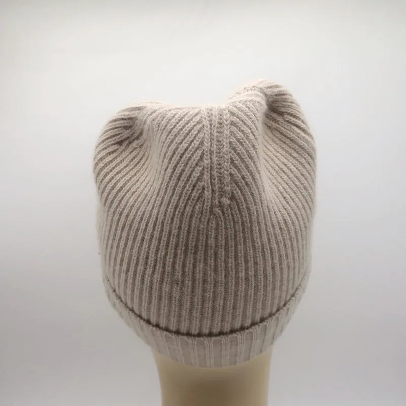 Lanvin Embellished Beanie Beige Ribbed Wool-Cashmere