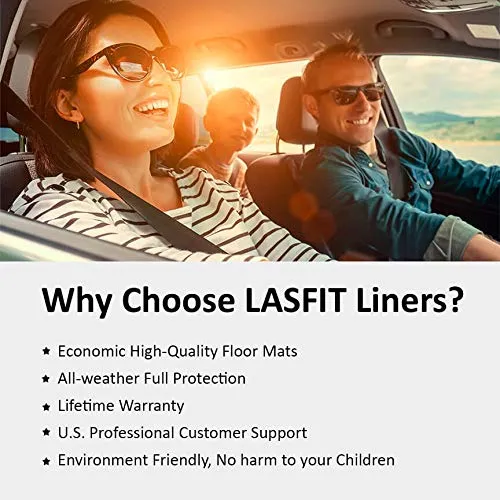 LASFIT Floor Mats Fits for Mercedes Benz GLC 2016-2021, Custom TPE Floor Liners, All Weather Guard, 1st & 2nd Row, Black