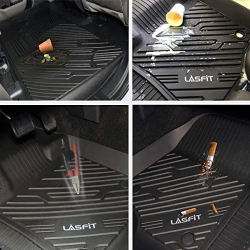 LASFIT Floor Mats Fits for Mercedes Benz GLC 2016-2021, Custom TPE Floor Liners, All Weather Guard, 1st & 2nd Row, Black
