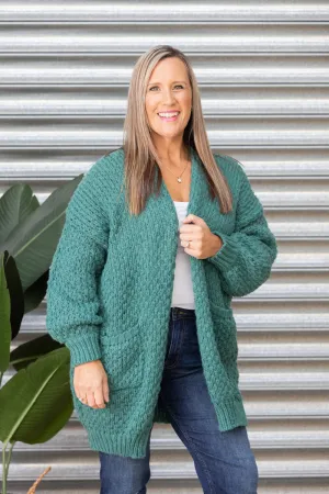 Lenny Long Cardigan - Dark Green