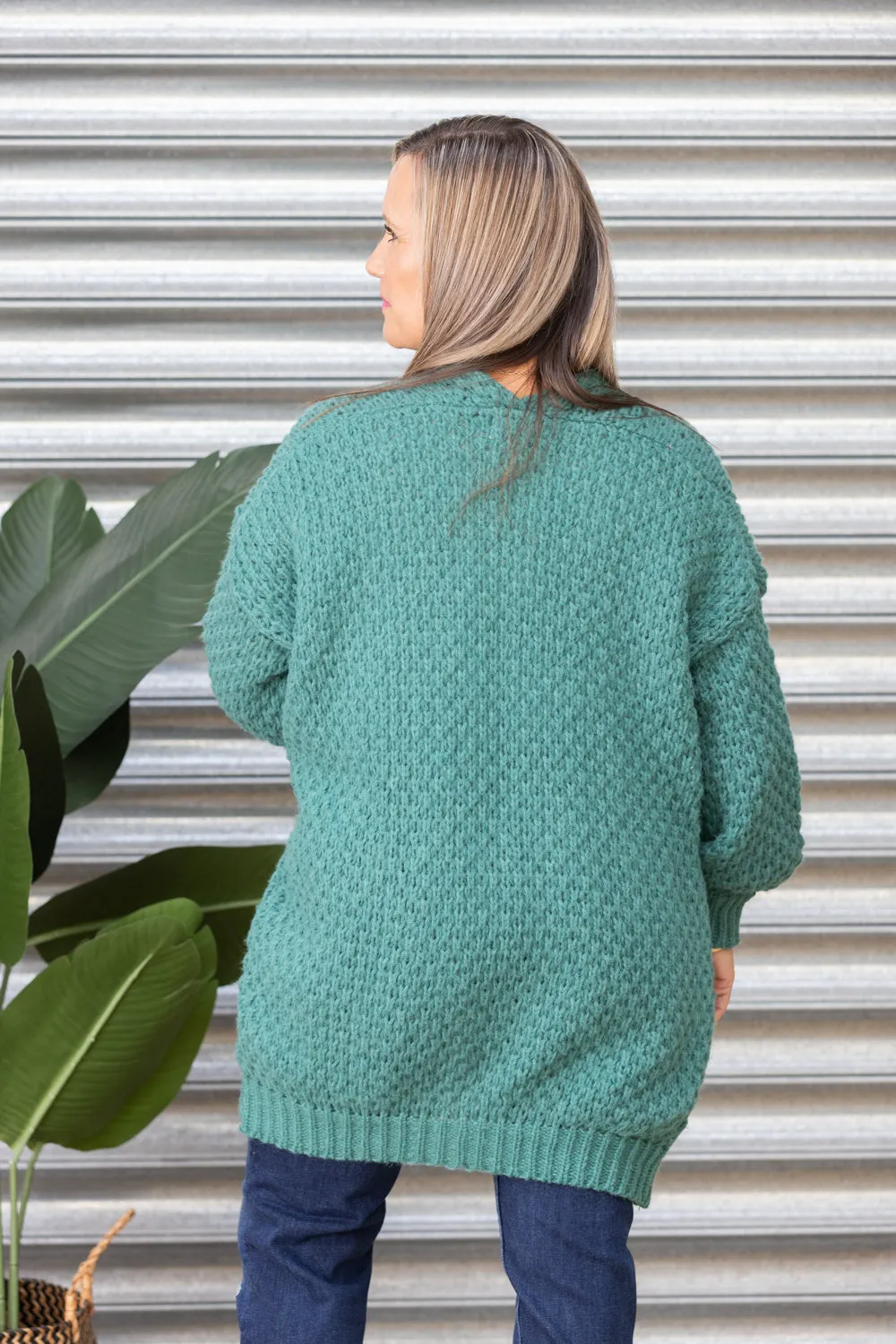 Lenny Long Cardigan - Dark Green