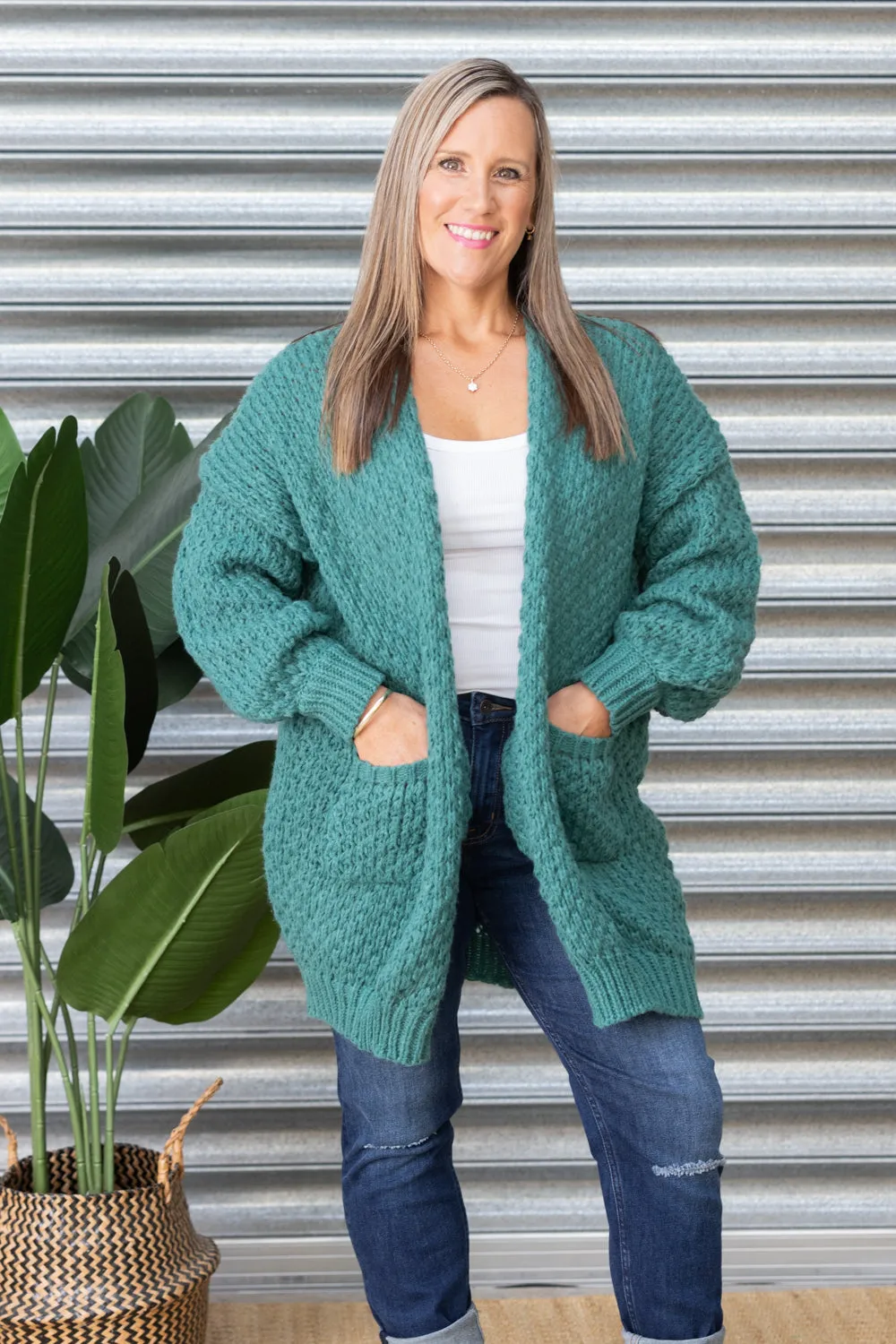 Lenny Long Cardigan - Dark Green