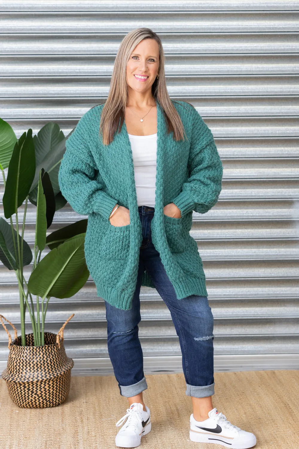 Lenny Long Cardigan - Dark Green