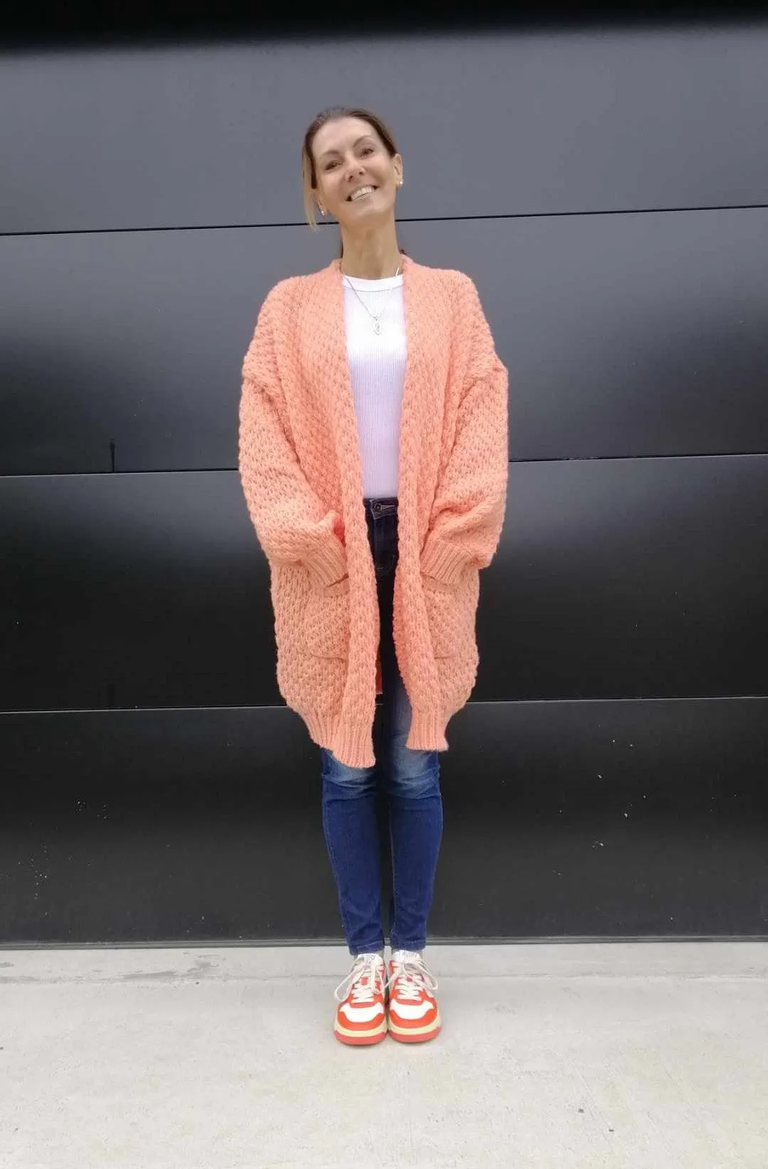 Lenny Long Cardigan - Pastel Orange