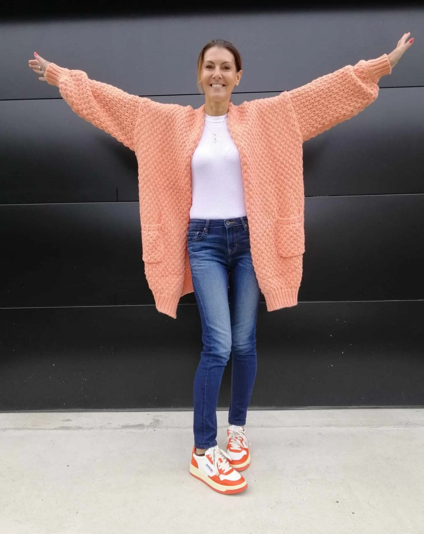 Lenny Long Cardigan - Pastel Orange