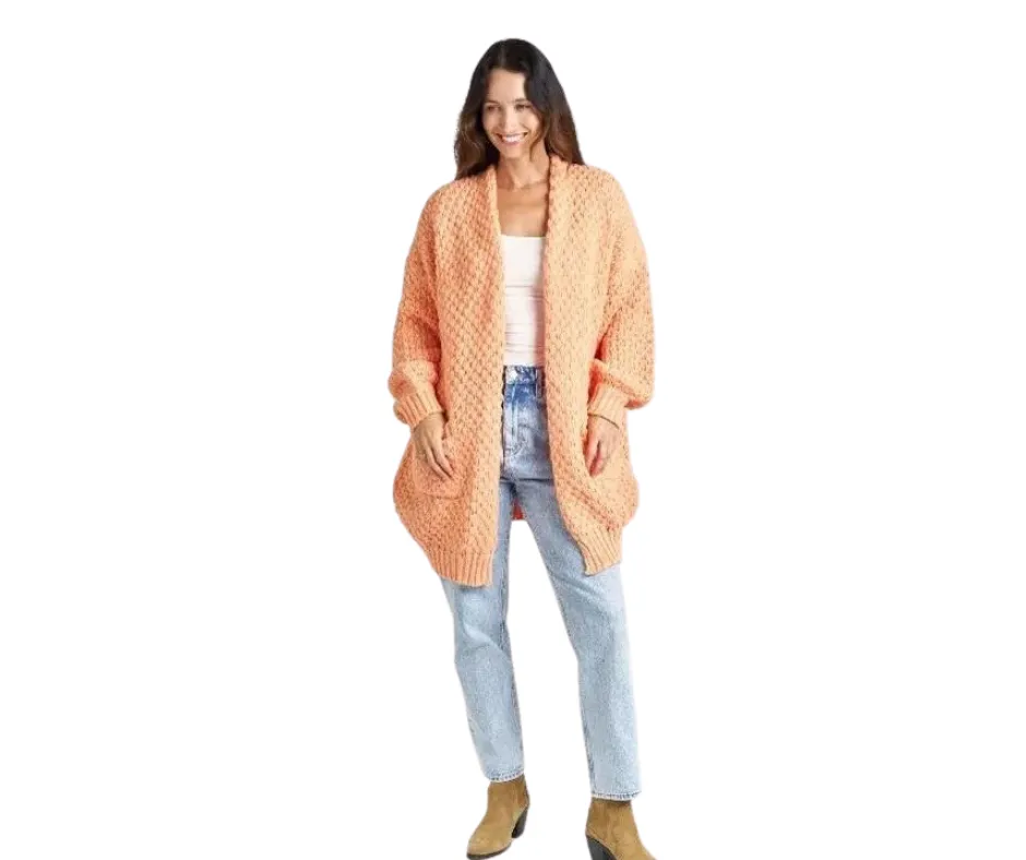 Lenny Long Cardigan - Pastel Orange