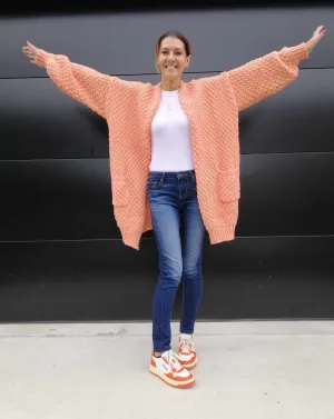 Lenny Long Cardigan - Pastel Orange
