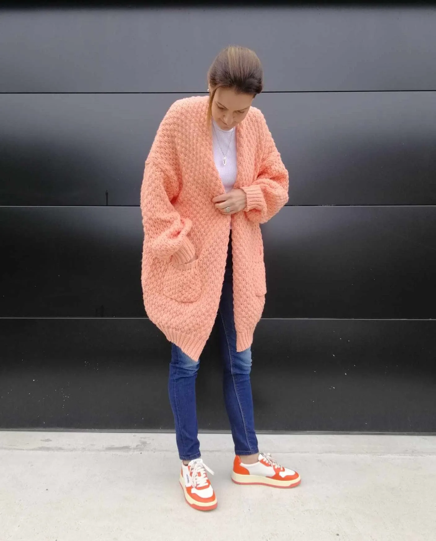Lenny Long Cardigan - Pastel Orange