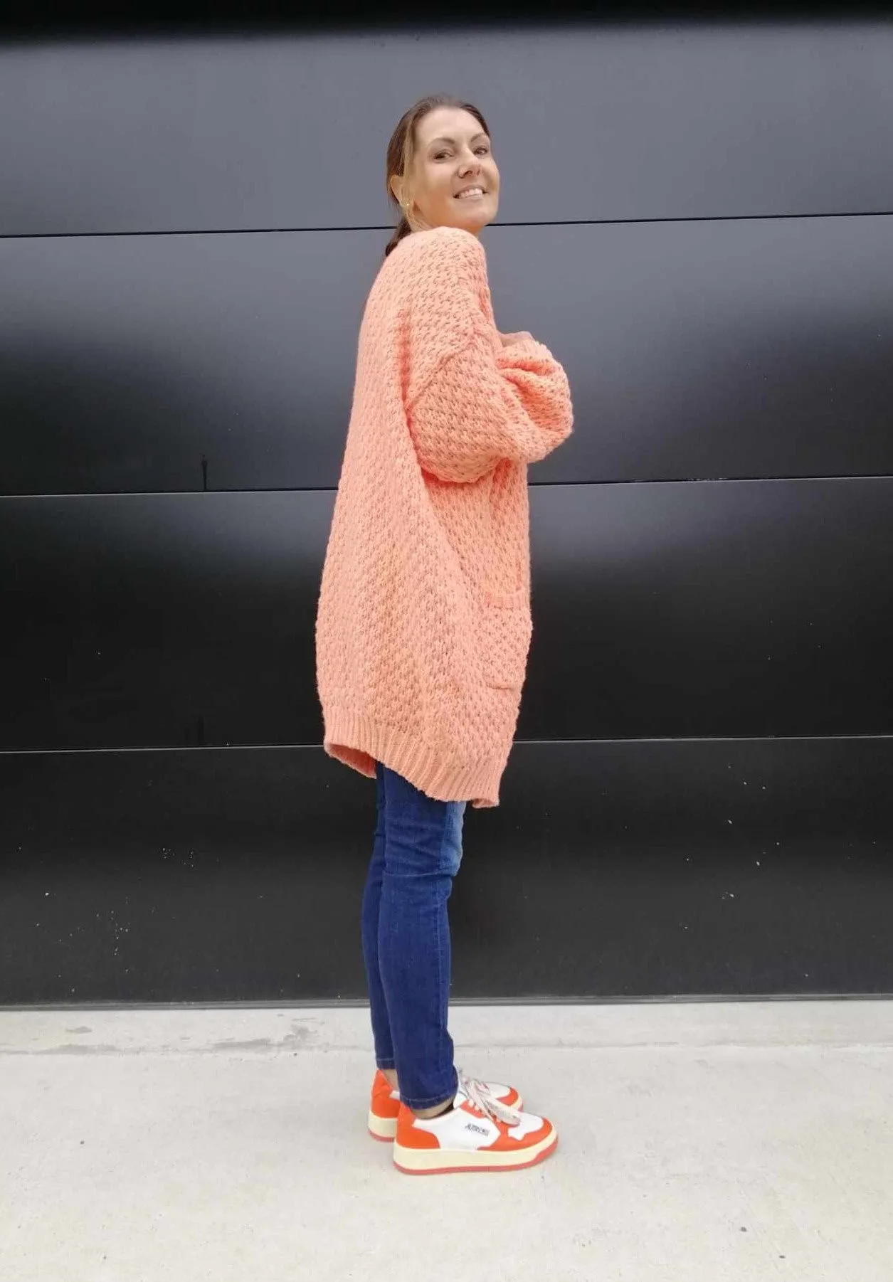 Lenny Long Cardigan - Pastel Orange