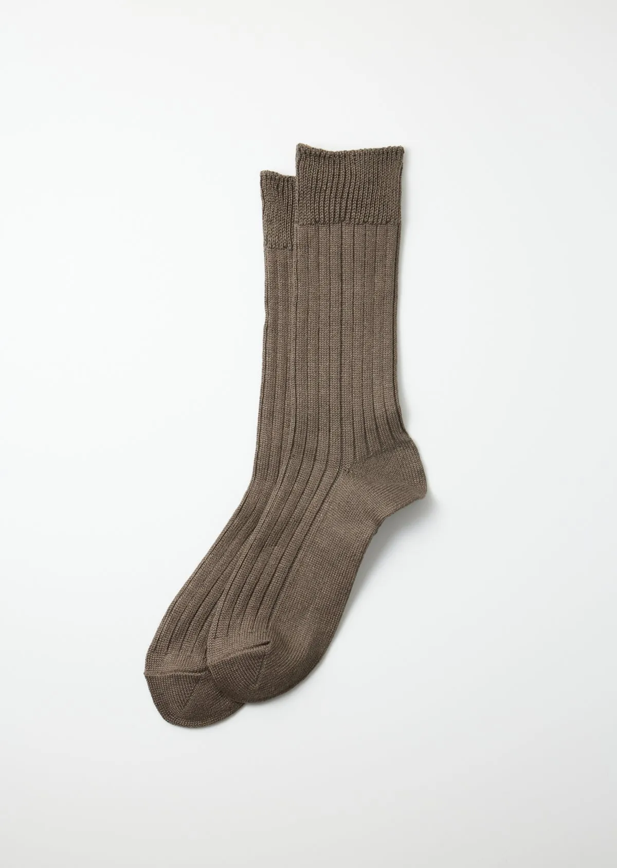 Linen Cotton Ribbed Crew Socks - Dark Gray