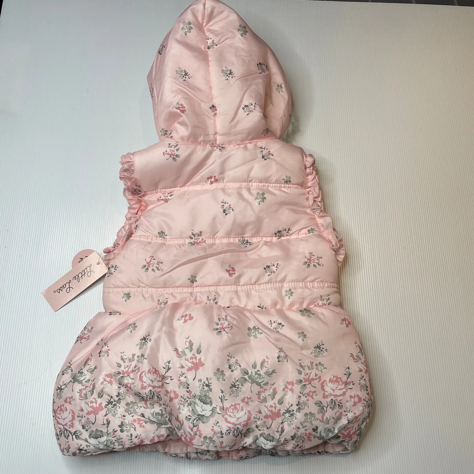 Little Lass hooded floral puffer vest / jacket, size 5, BNWT
