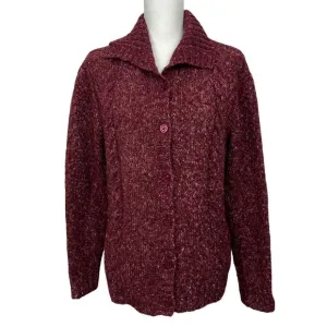 L.L. Bean Women’s Button Chunky Knit Cardigan Sz Large Multi Color 27% Wool