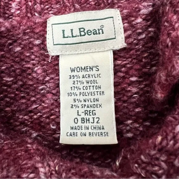 L.L. Bean Women’s Button Chunky Knit Cardigan Sz Large Multi Color 27% Wool