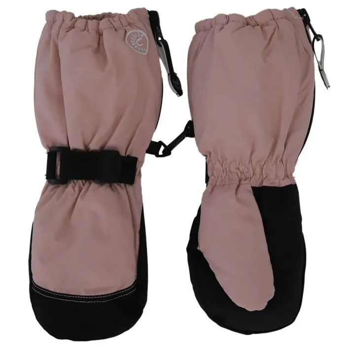 Long Cuff Waterproof Mittens with Clip - Black