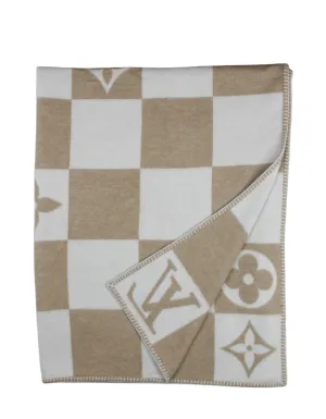 Louis Vuitton Beige Checkmate Throw Blanket