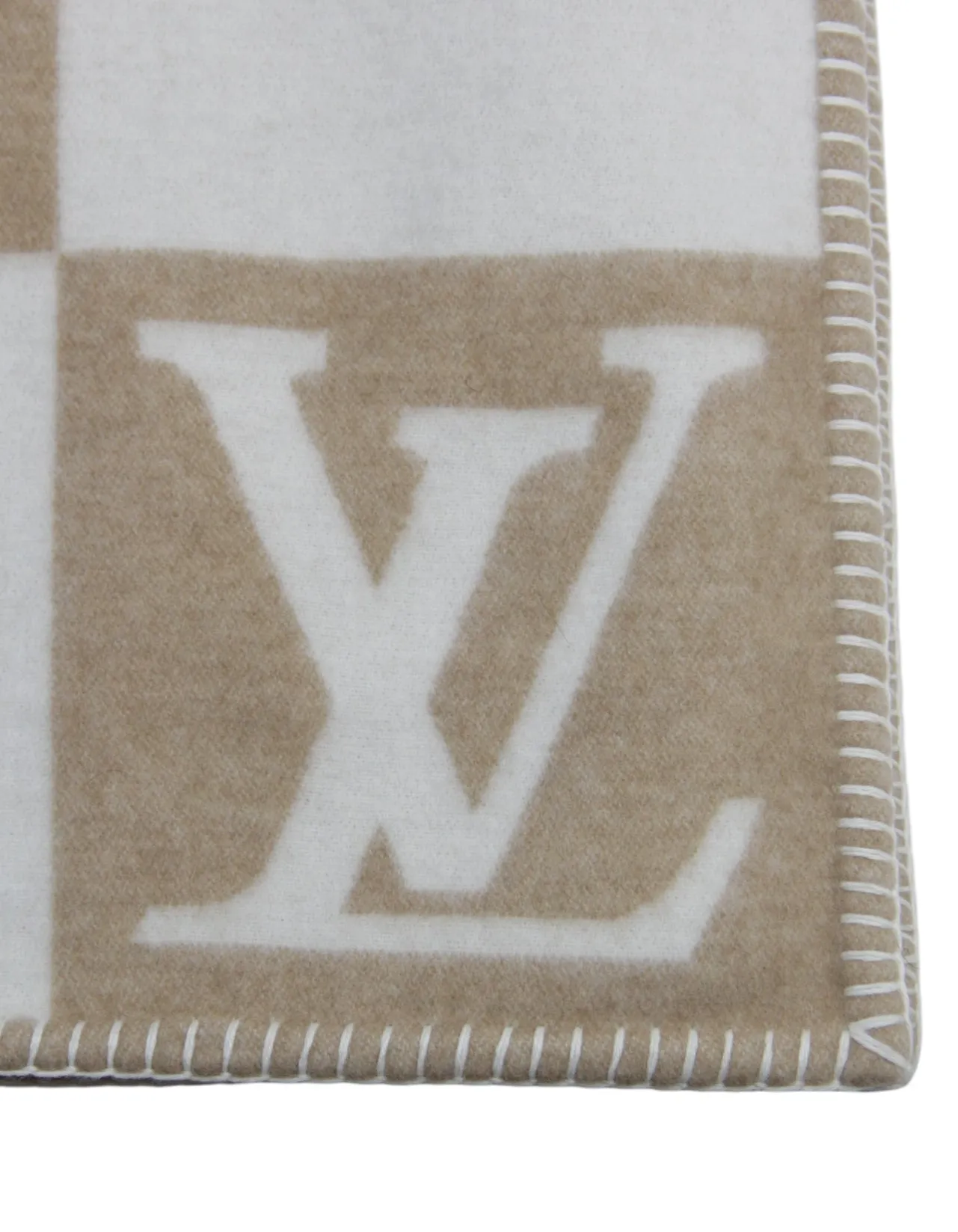 Louis Vuitton Beige Checkmate Throw Blanket